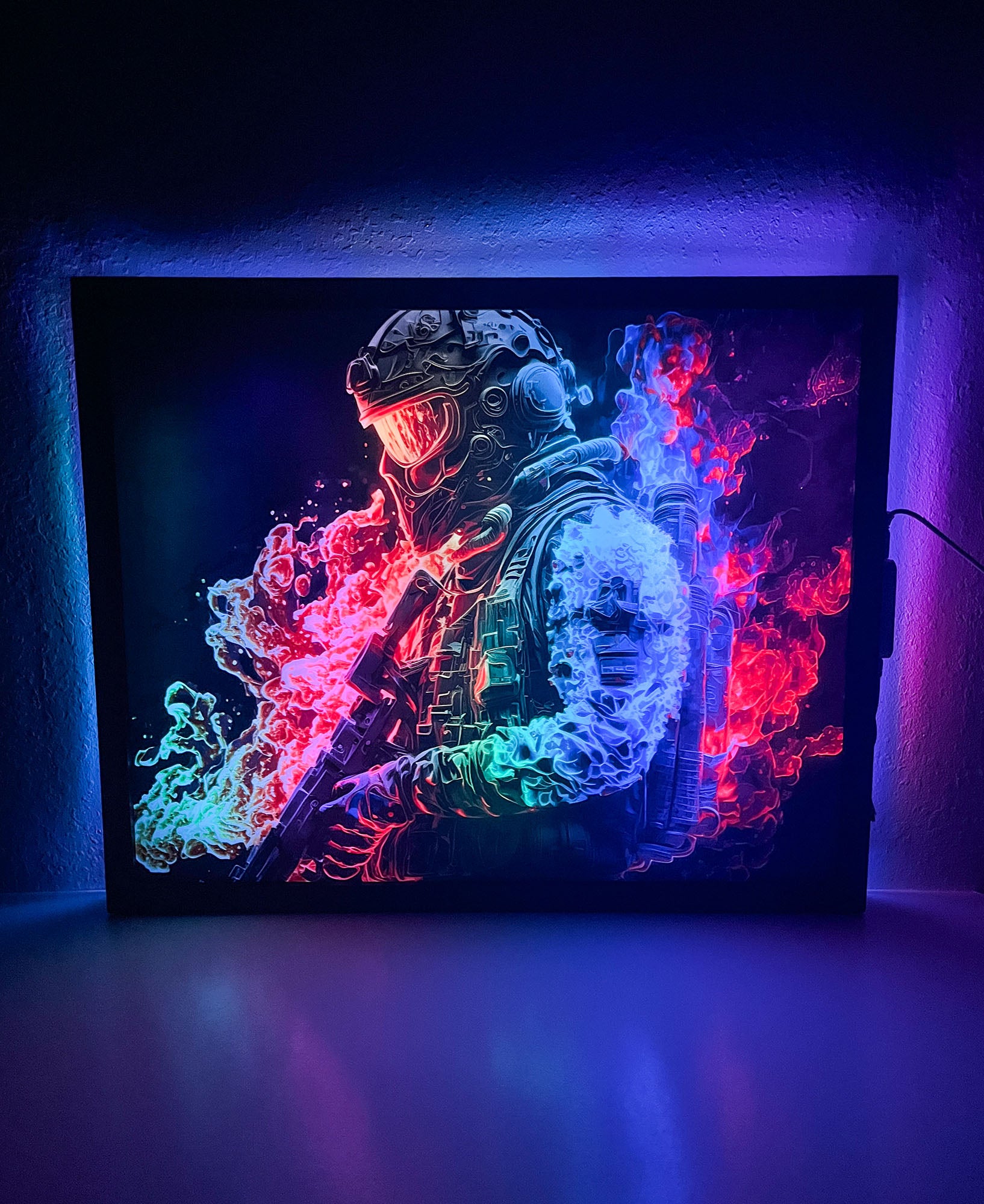 Gaming Soldier Wall Light Up Art