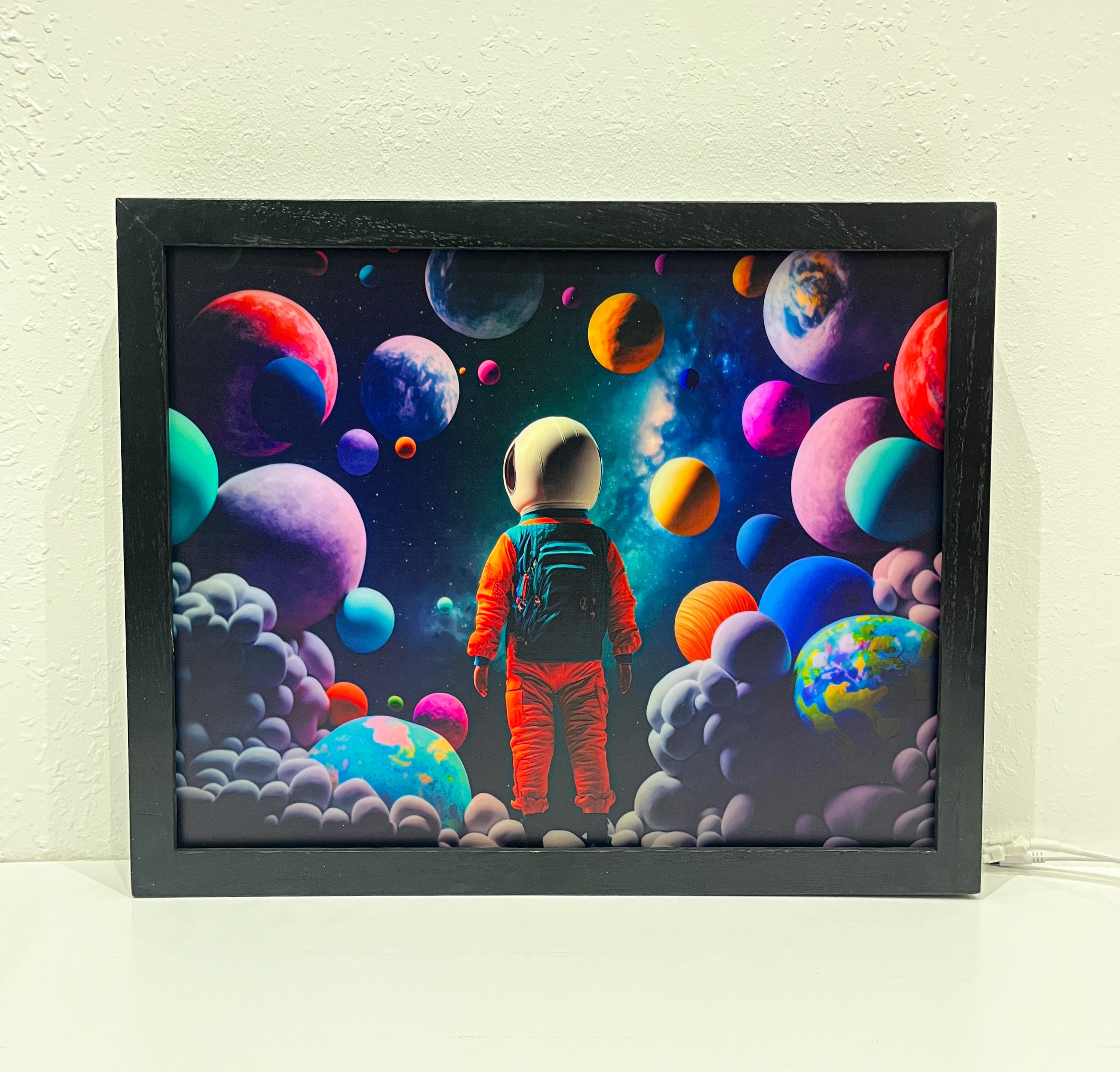 Space Kid Light Up Sign Wall Art