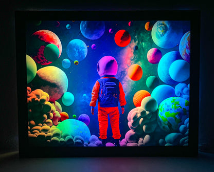 Space Kid Light Up Sign Wall Art