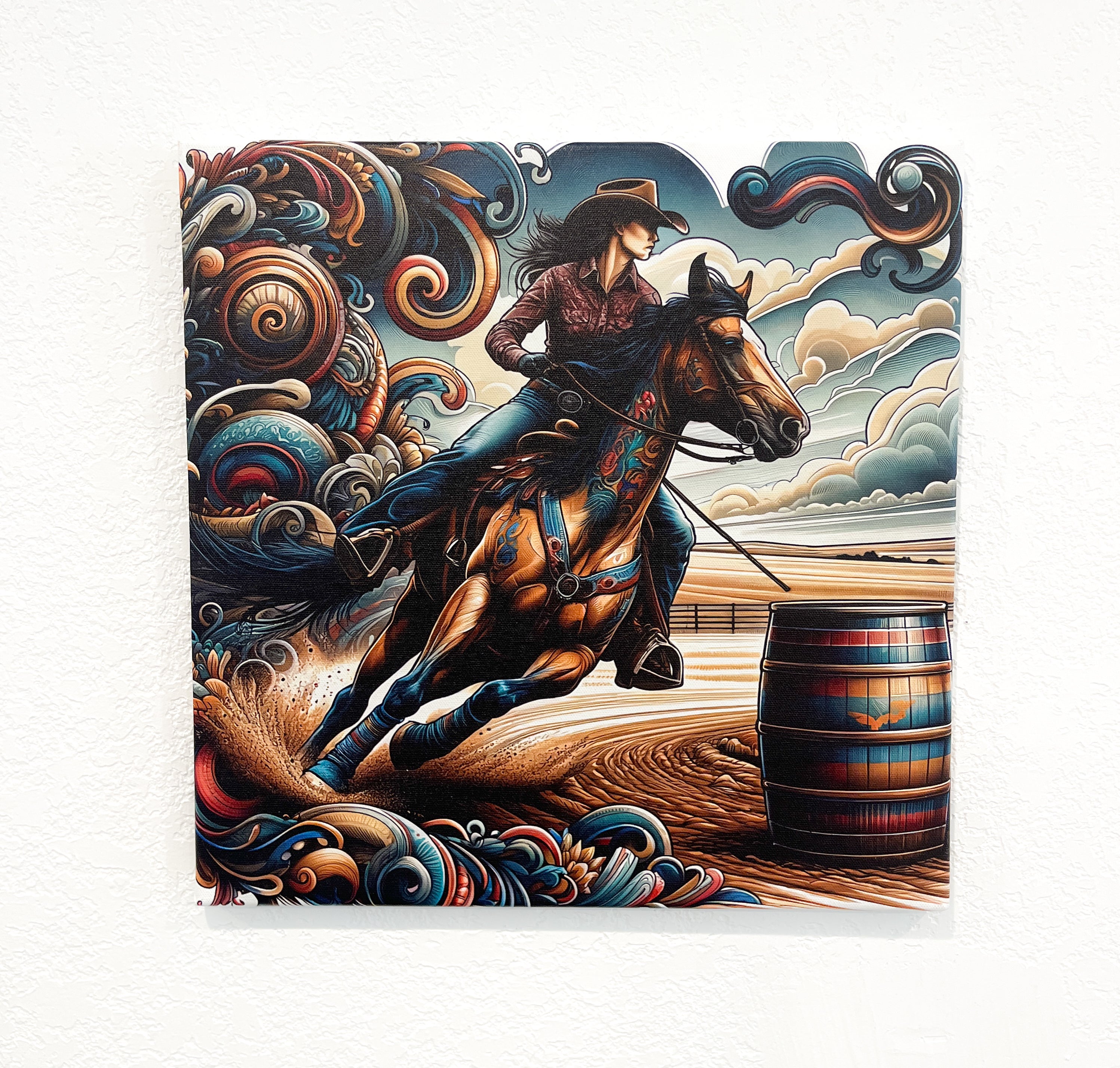 Barrel Racing Canvas Sign