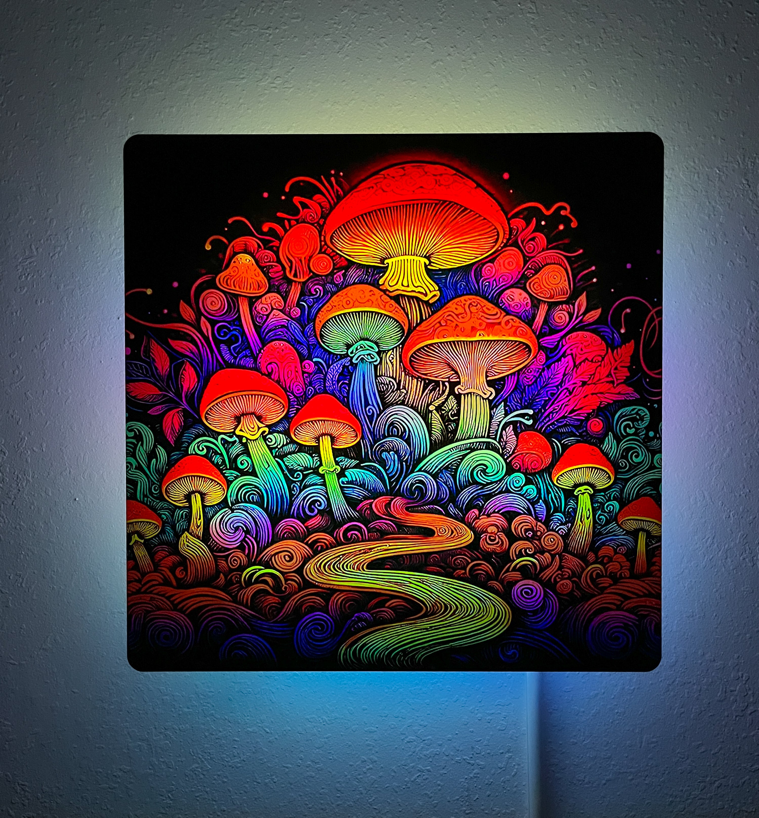 Mushroom Forest Floating Light Up Wall Art