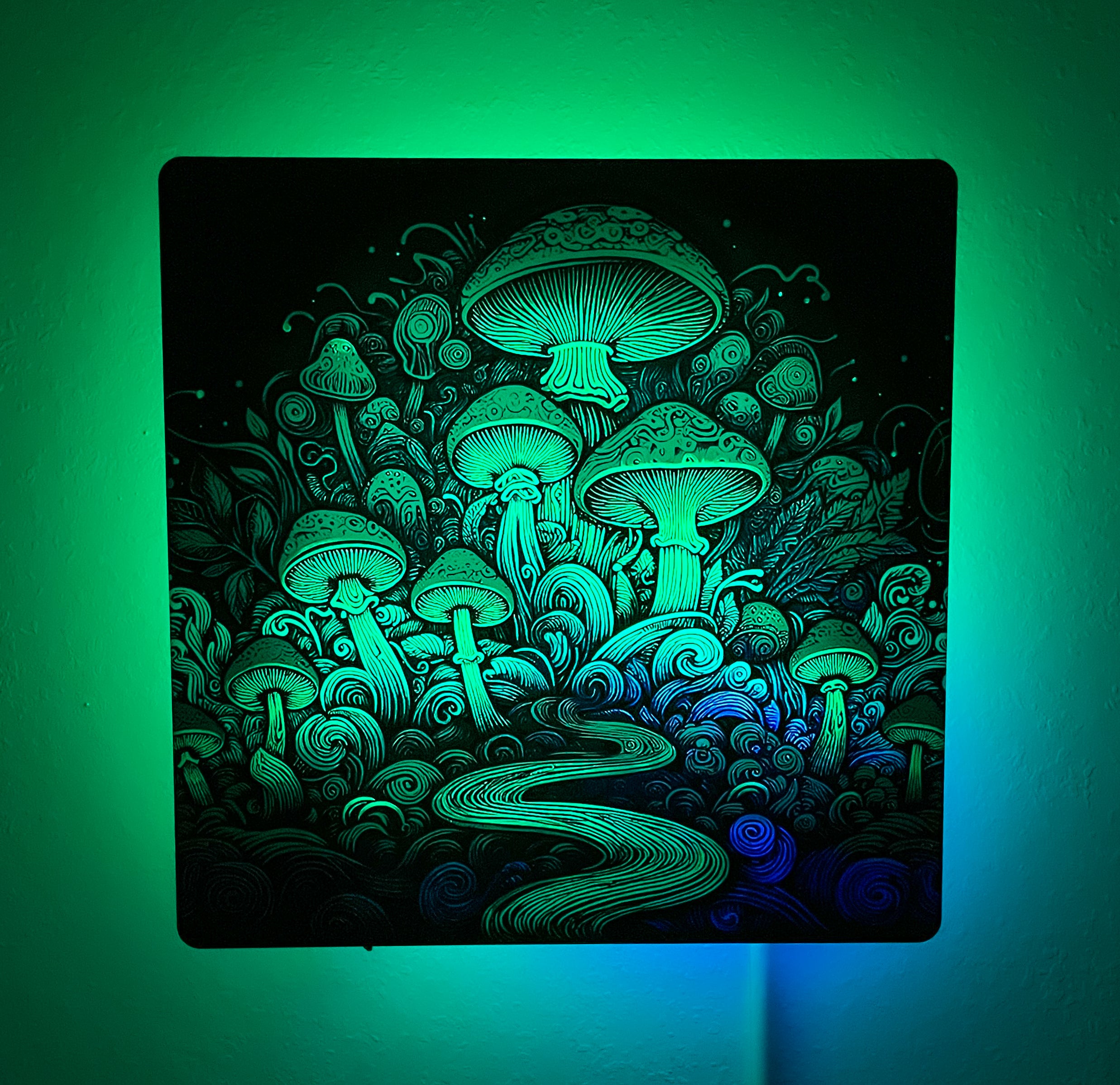 Mushroom Forest Floating Light Up Wall Art