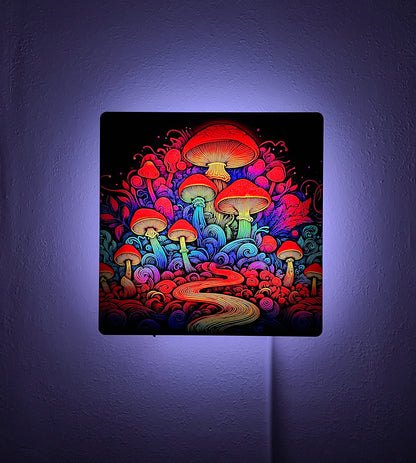 Mushroom Forest Floating Light Up Wall Art