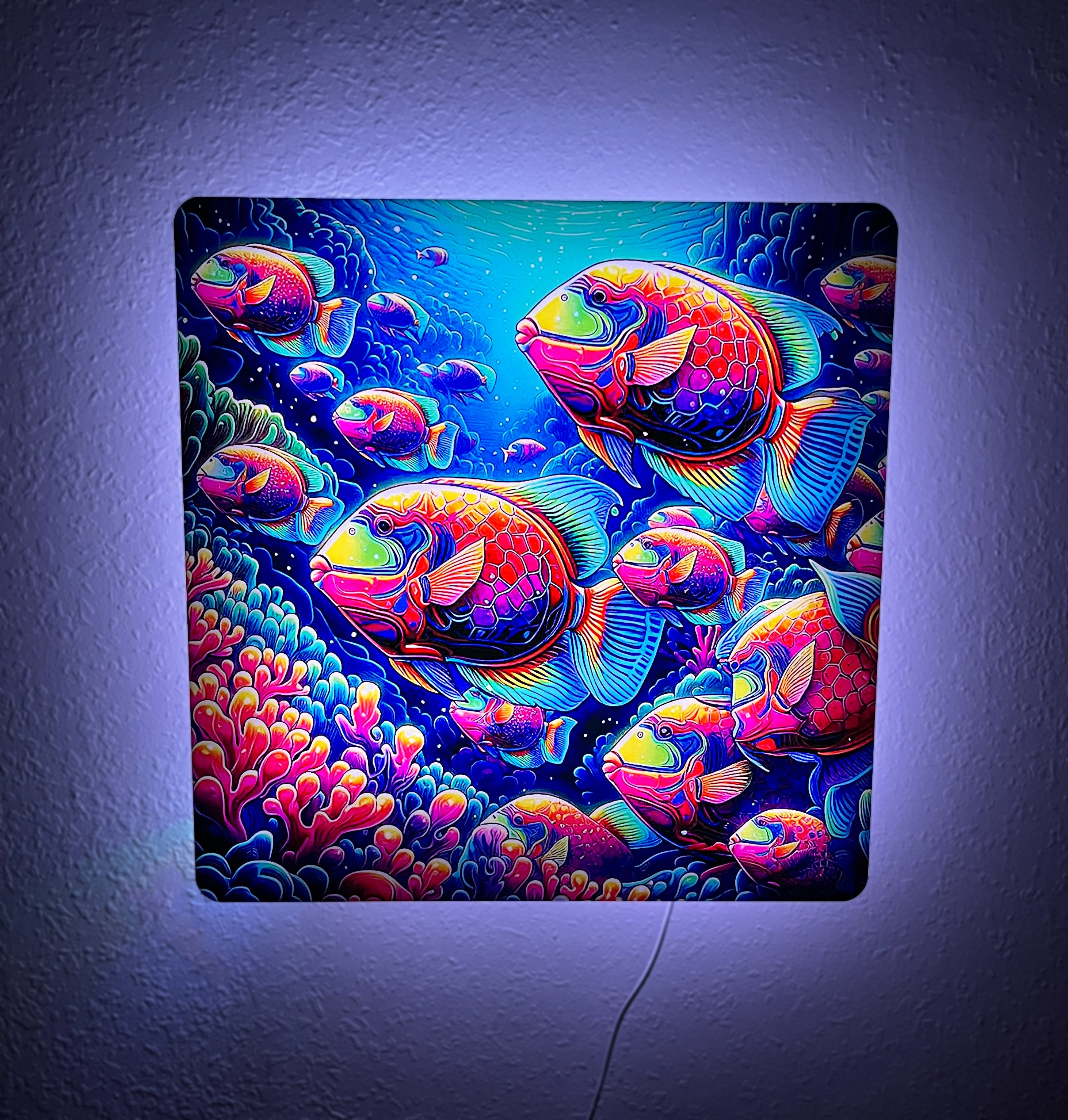 School of Triggerfish Floating Lighted Wall Decor