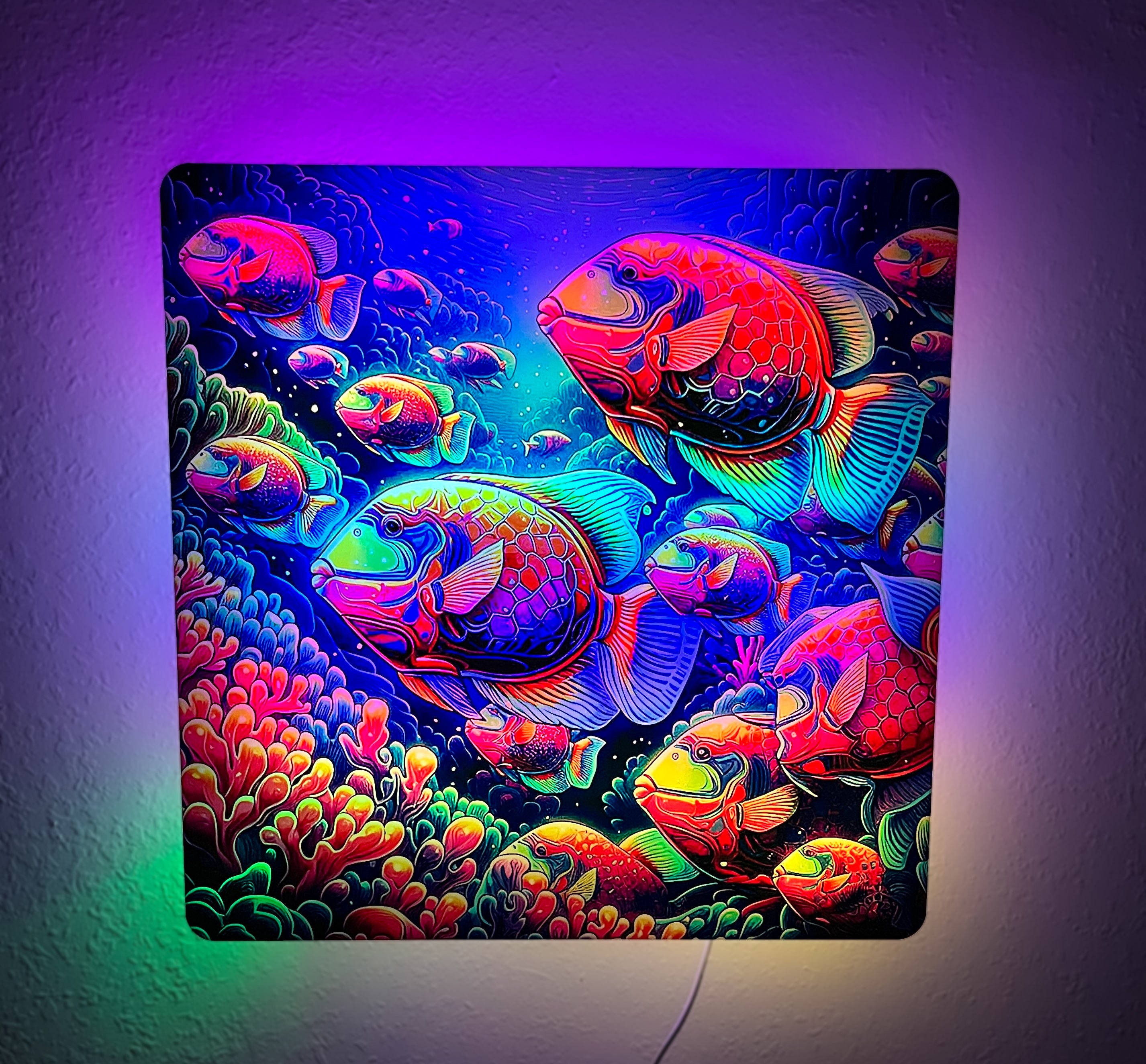 School of Triggerfish Floating Lighted Wall Decor