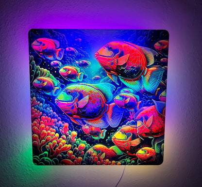 School of Triggerfish Floating Lighted Wall Decor