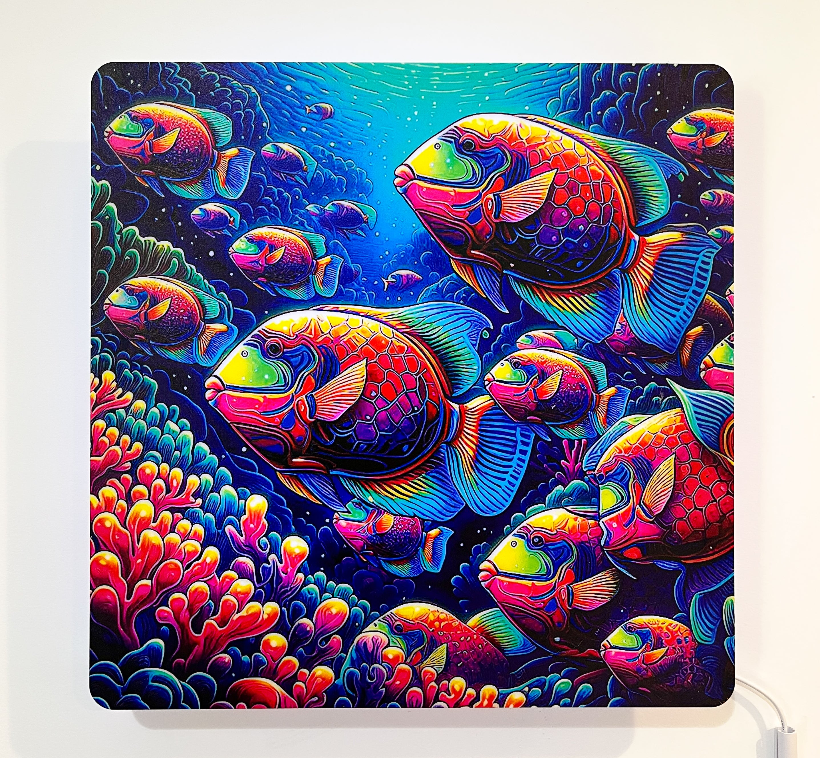 School of Triggerfish Floating Lighted Wall Decor