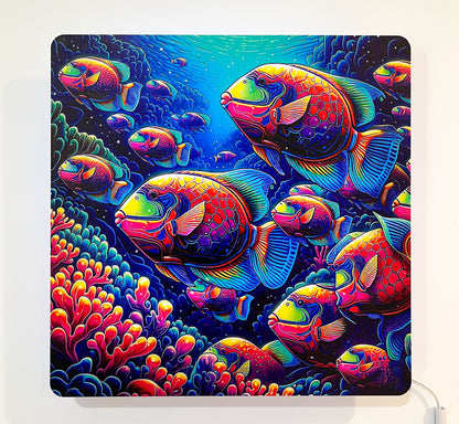 School of Triggerfish Floating Lighted Wall Decor