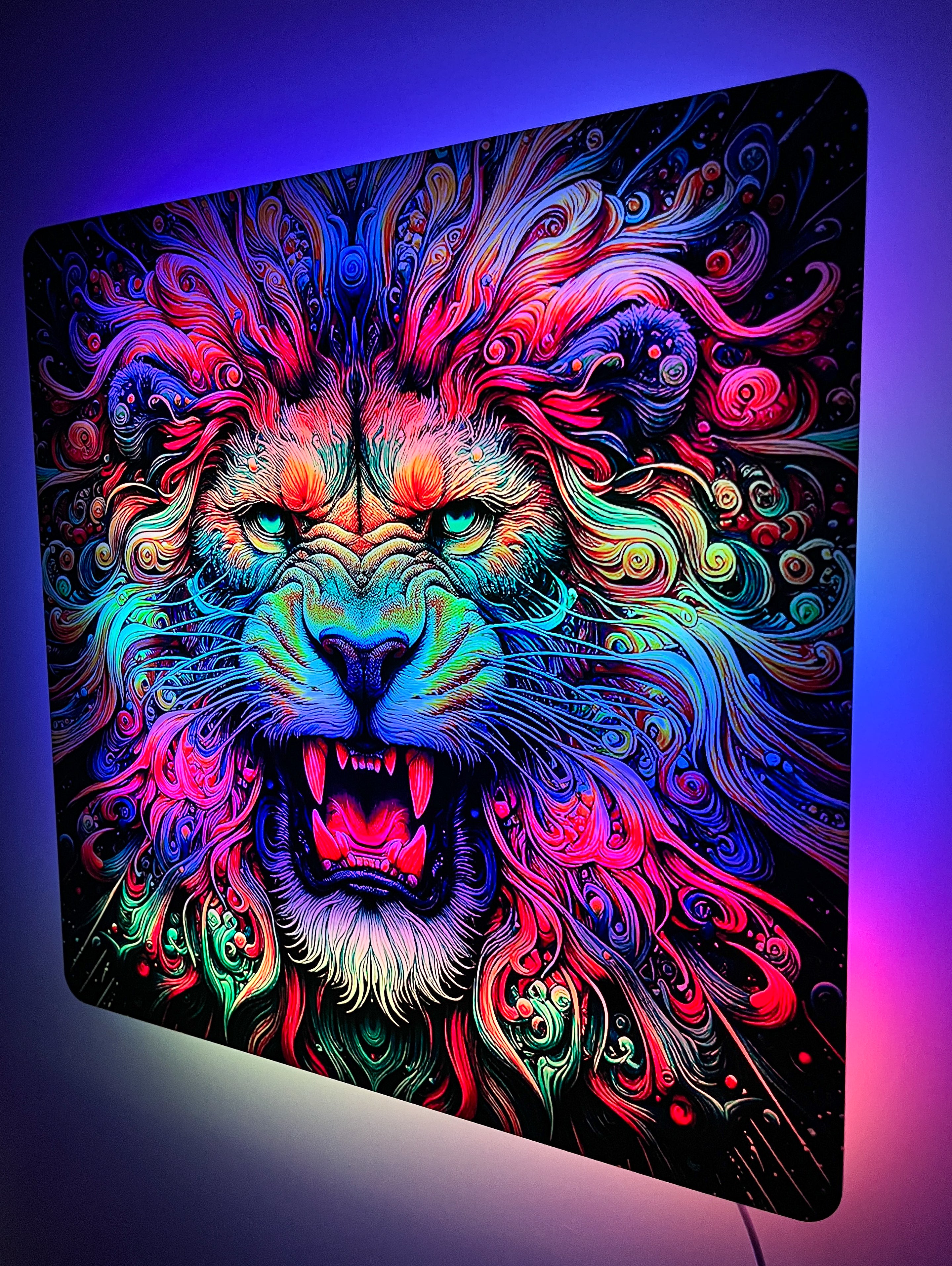 Roaring Lion Floating LED Wall Decor