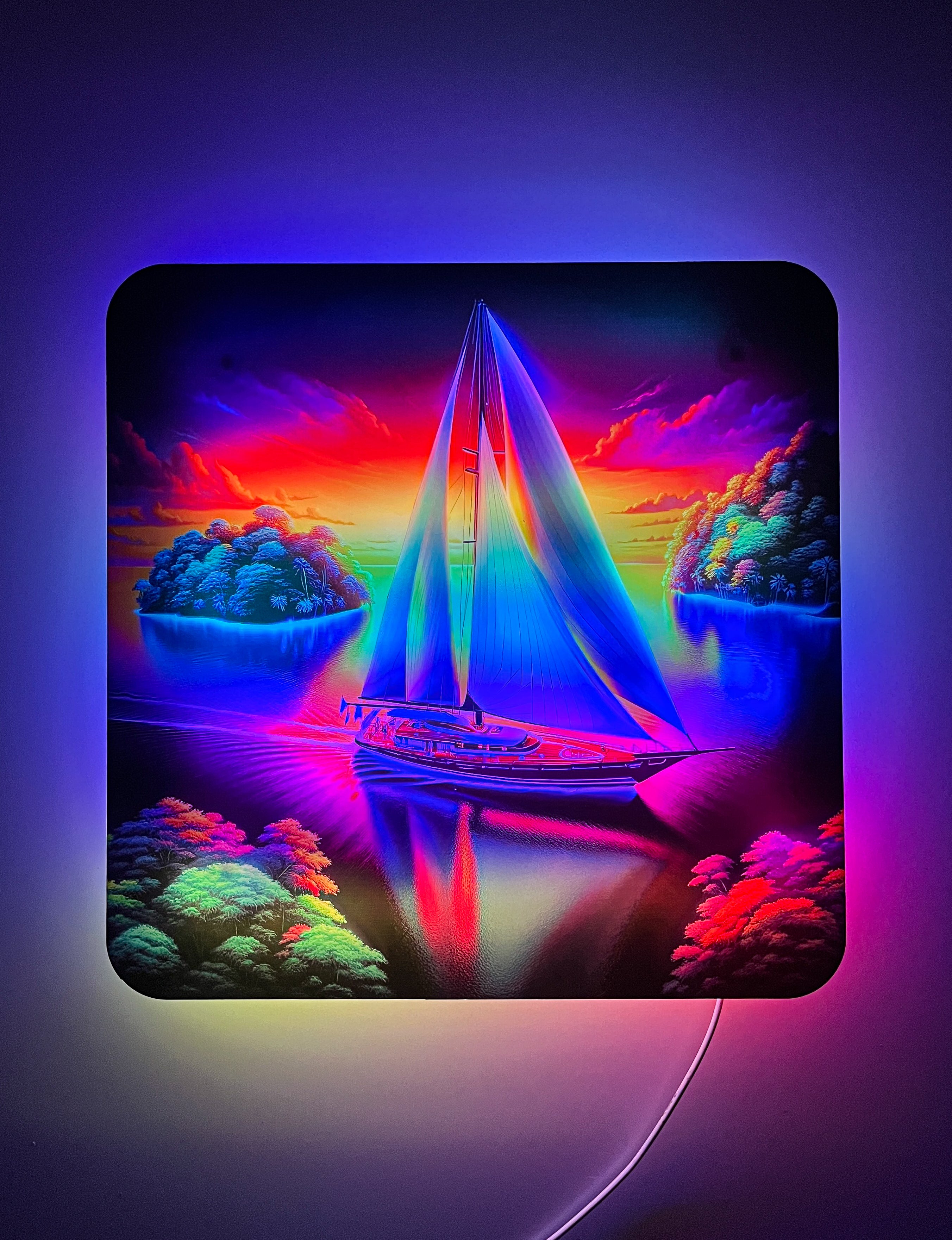 Sail Boat Floating LED Wall Decor