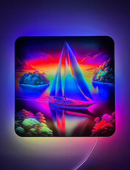 Sail Boat Floating LED Wall Decor