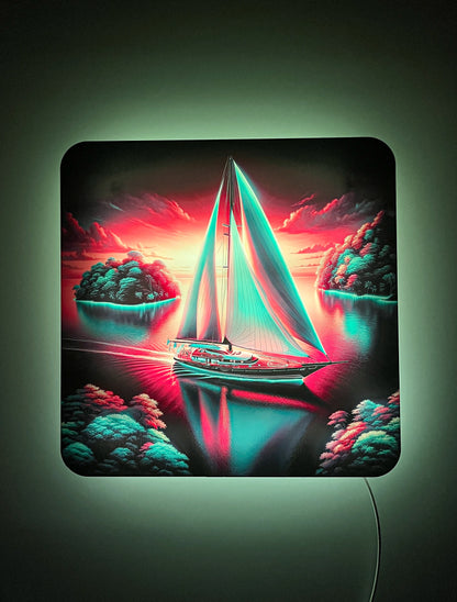 Sail Boat Floating LED Wall Decor