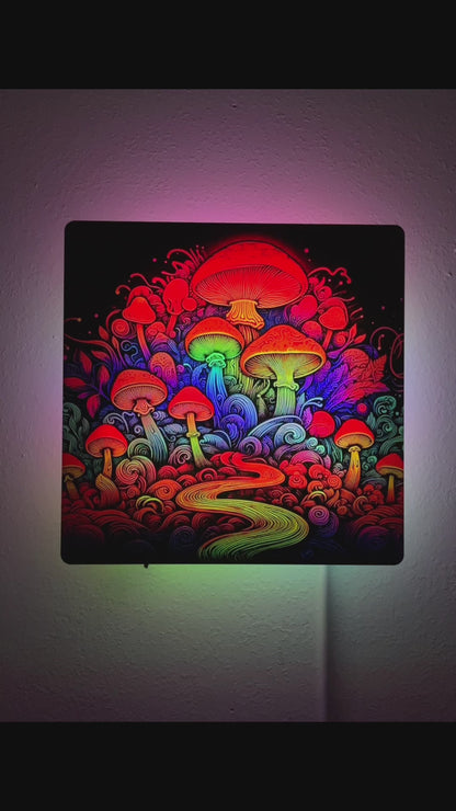 Mushroom Forest Floating Light Up Wall Art